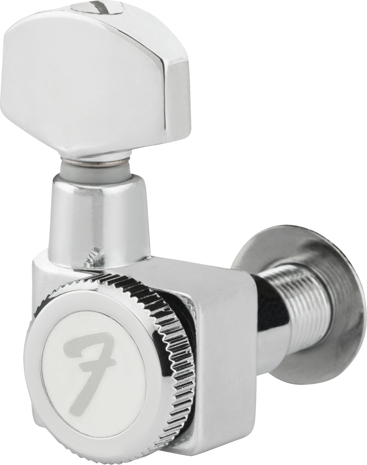 Fender chrome locking tuner machine heads for Stratocaster and Telecaster guitars, high-quality guitar parts with precise tuning.