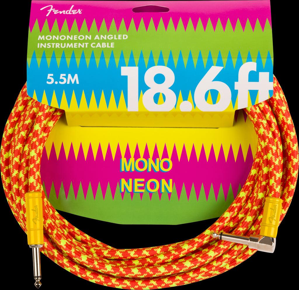 Fender MonoNeon Angled Instrument Cable 18.6'  Orange