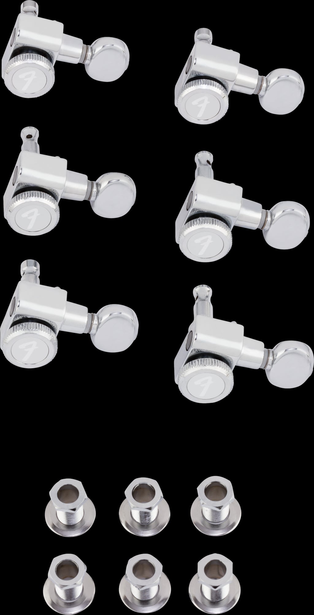 Fender Locking Stratocaster/Telecaster Vintage-Style Button Tuners - Polished Chrome (Set of 6)