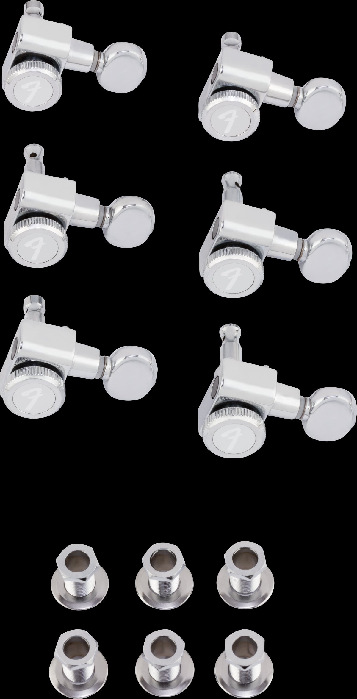 Fender Locking Stratocaster/Telecaster Vintage-Style Button Tuners - Polished Chrome (Set of 6)