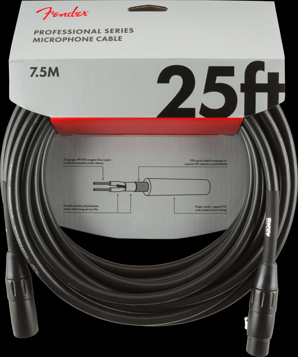 Fender Professional Series 25ft Microphone Cable in Black