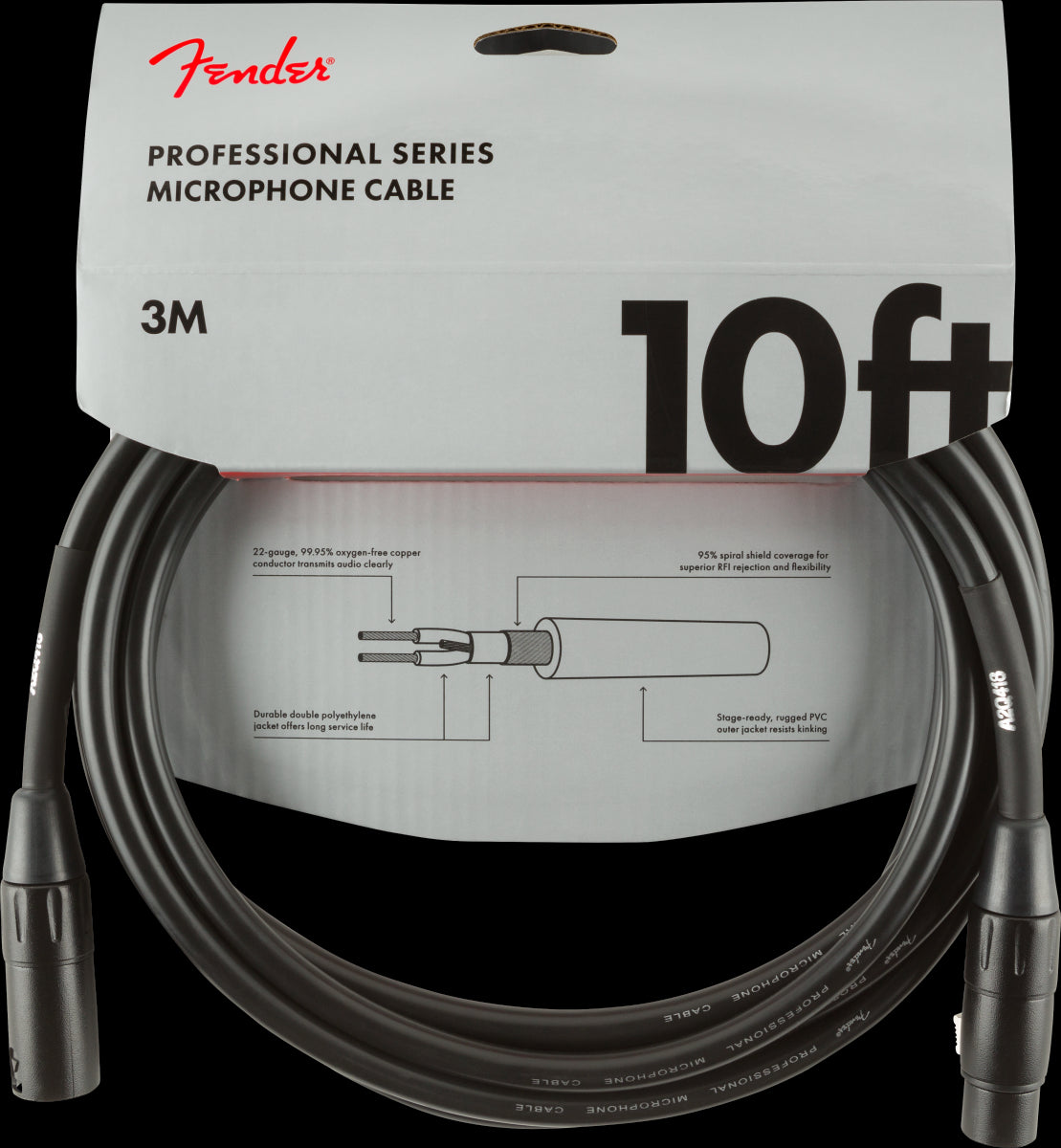 Fender Professional Series 10ft Microphone Cable in Black