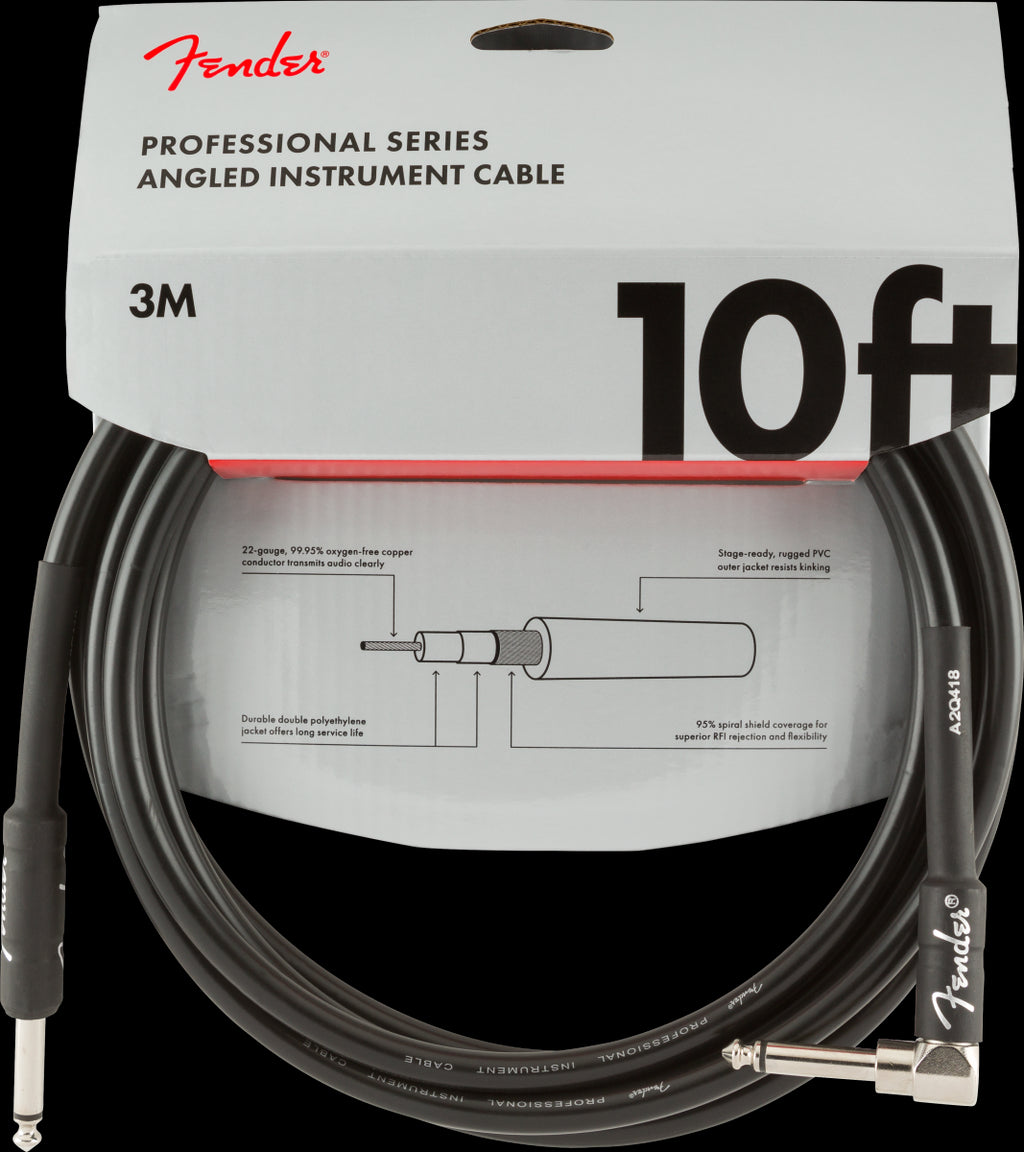Fender Professional Series 10' Straight/Angle Instrument Cable - Black