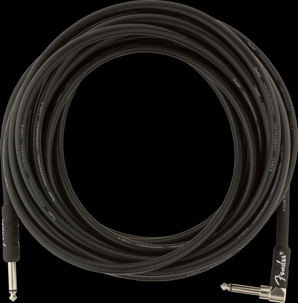 Fender Professional Series 25ft Straight/Angle Instrument Guitar Cable in Black