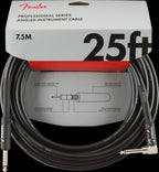 Fender Professional Series 25ft Straight/Angle Instrument Guitar Cable in Black