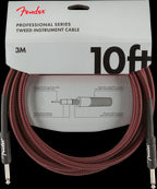 Fender Professional Series 10ft Instrument Guitar Cables in Red Tweed