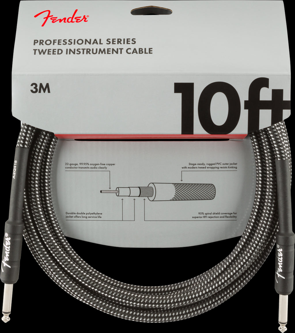 Fender Professional Series 10 Foot Guitar Cable Gray Tweed