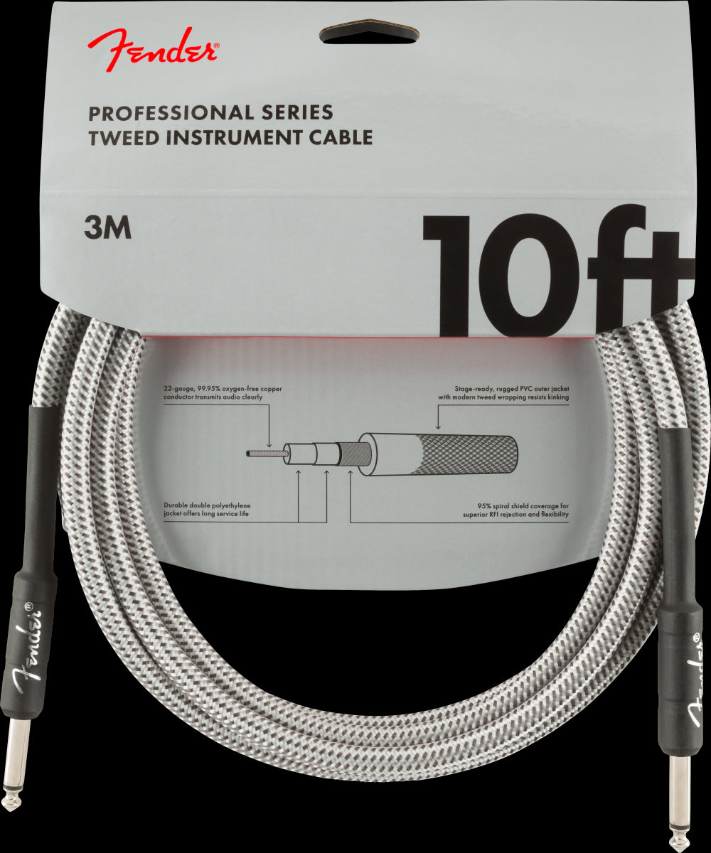 Fender Professional Series 10 Foot Guitar Cable White Tweed