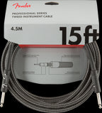 Fender Professional Series 15ft Instrument Guitar Cable in Gray Tweed