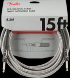 Fender Professional Series 15 Foot Guitar Cable White Tweed
