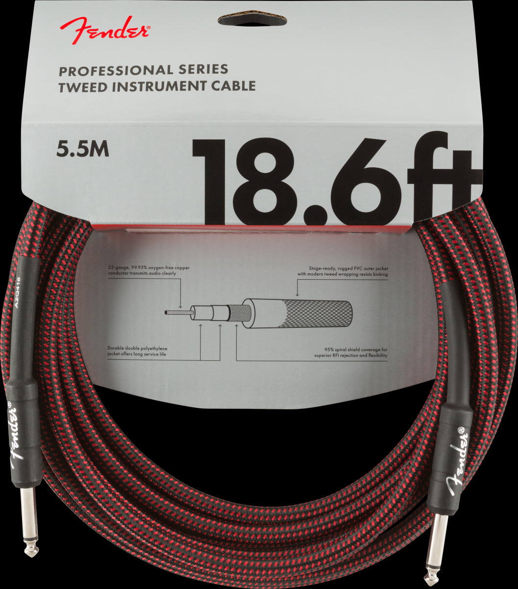 Fender Professional Series 18.6 Foot Guitar Cable Red Tweed