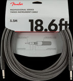 Fender Professional Series 18.6ft Instrument Guitar Cable in Gray Tweed