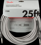 Fender Professional Series 25ft Instrument Guitar Cable in White Tweed