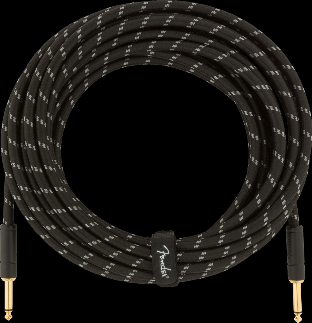 Fender Deluxe Series 25ft Straight/Straight Instrument Guitar Cable in Black Tweed