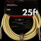 Fender Deluxe Series 25ft Straight/Straight Instrument Guitar Cable in Tweed