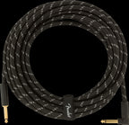 Fender Deluxe Series 25ft Straight/Angle Instrument Guitar Cable in Black Tweed