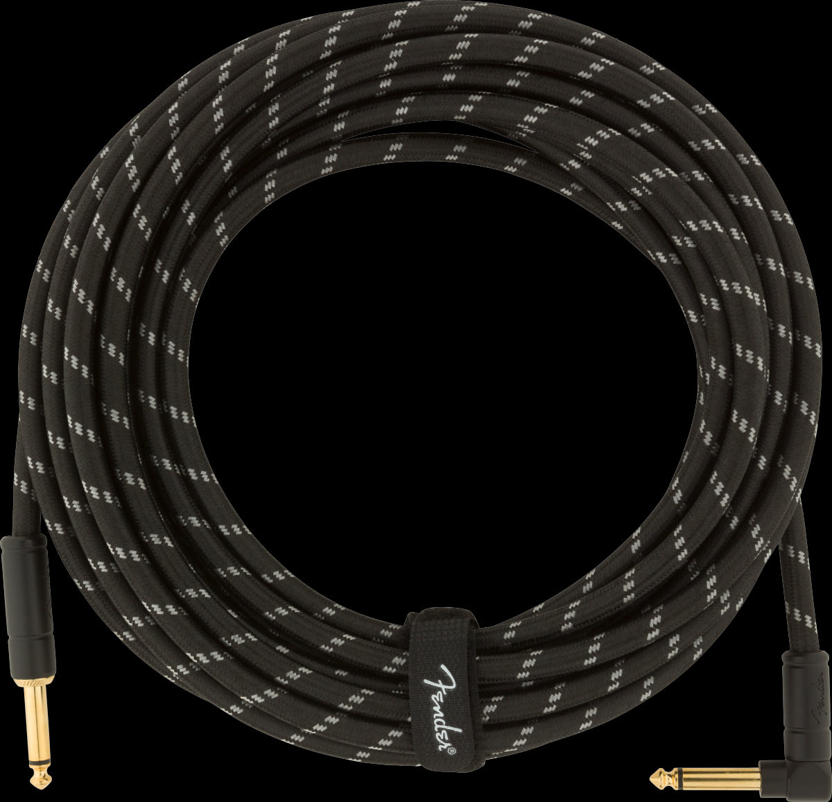 Fender Deluxe Series 25ft Straight/Angle Instrument Guitar Cable in Black Tweed