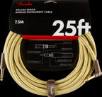 Fender Deluxe Series 25ft Straight/Angle Instrument Guitar Cable in Tweed