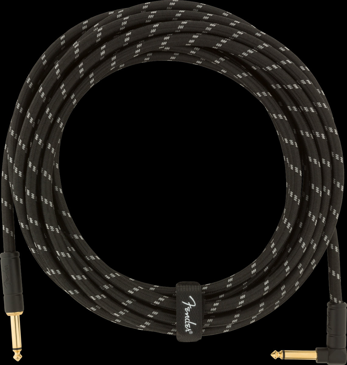 Fender Deluxe Series 18.6ft Straight/Angle Instrument Guitar Cable in Black Tweed