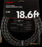Fender Deluxe Series 18.6ft Straight/Angle Instrument Guitar Cable in Black Tweed