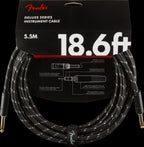 Fender Deluxe Series 18.6ft Straight/Straight Instrument Guitar Cable in Black Tweed