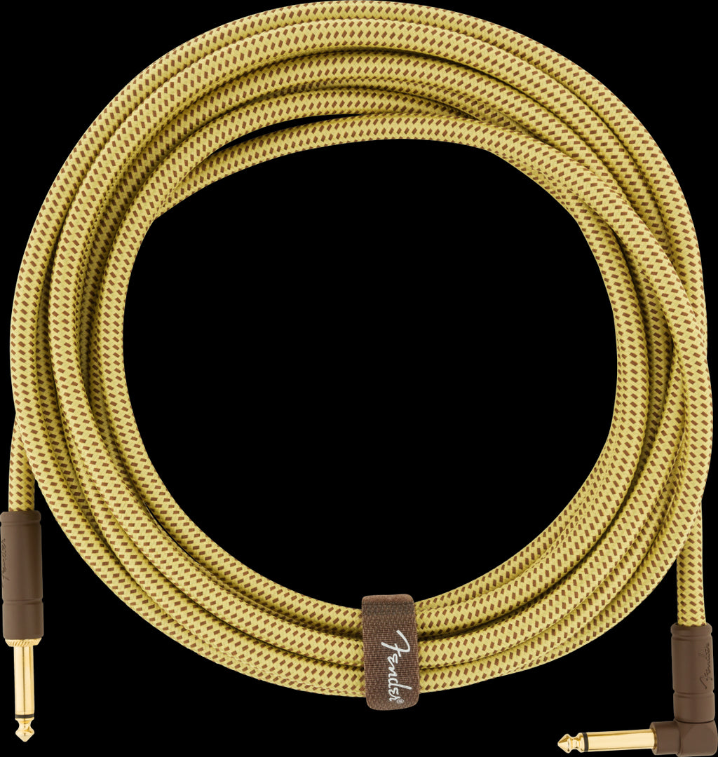 Fender Deluxe Series 18.6ft Straight/Angle Instrument Guitar Cable in Tweed