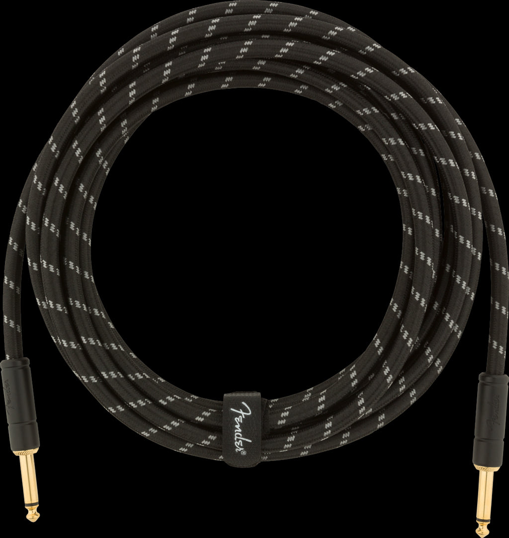 Fender Deluxe Series 15ft Straight/Straight Instrument Guitar Cable in Black Tweed