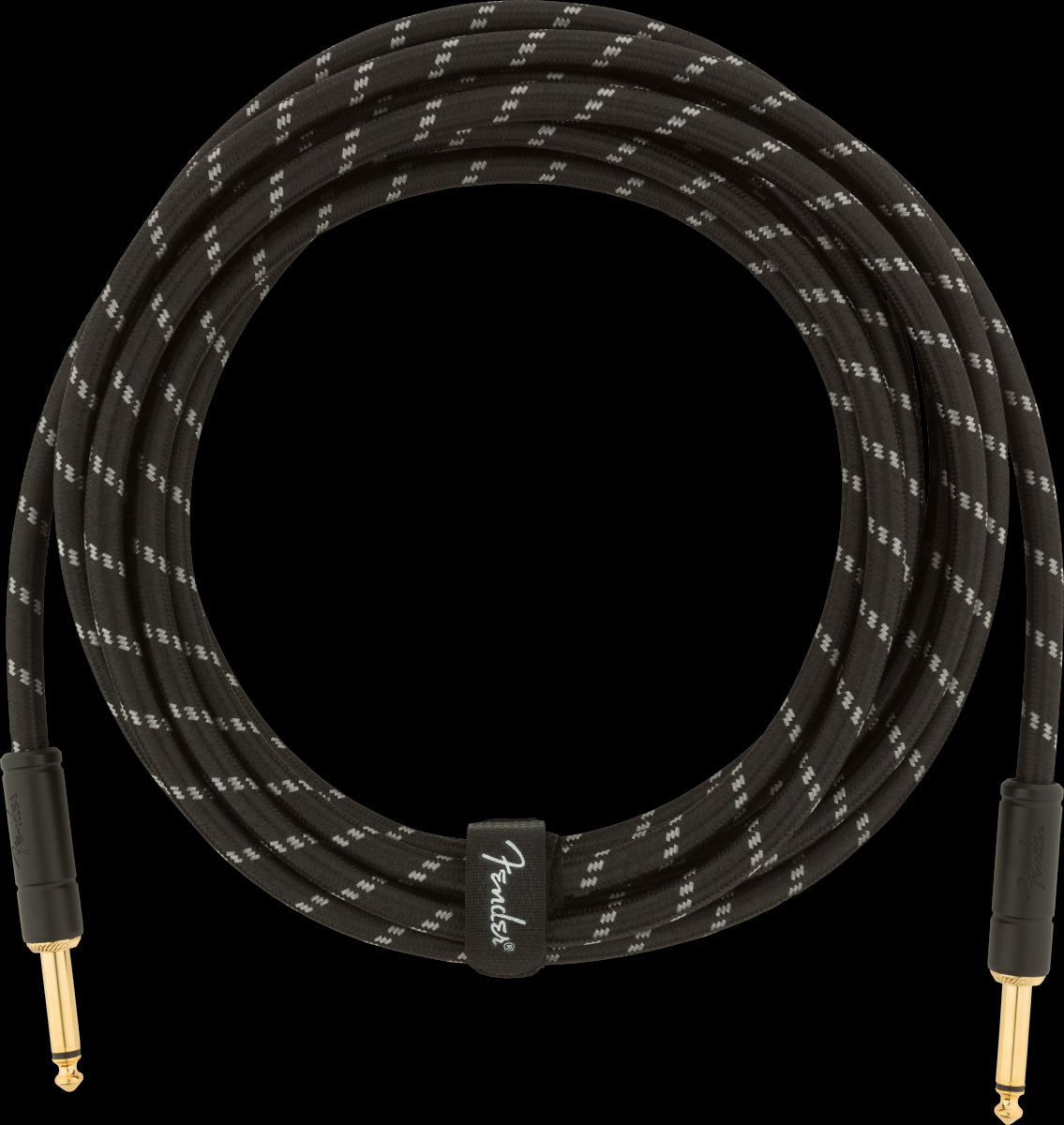 Fender Deluxe Series 15ft Straight/Straight Instrument Guitar Cable in Black Tweed