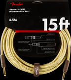 Fender Deluxe Series 15' Straight/Straight Instrument Cable - Tweed