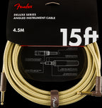 Fender Deluxe Series 15' Straight/Angle Instrument Cable - Tweed