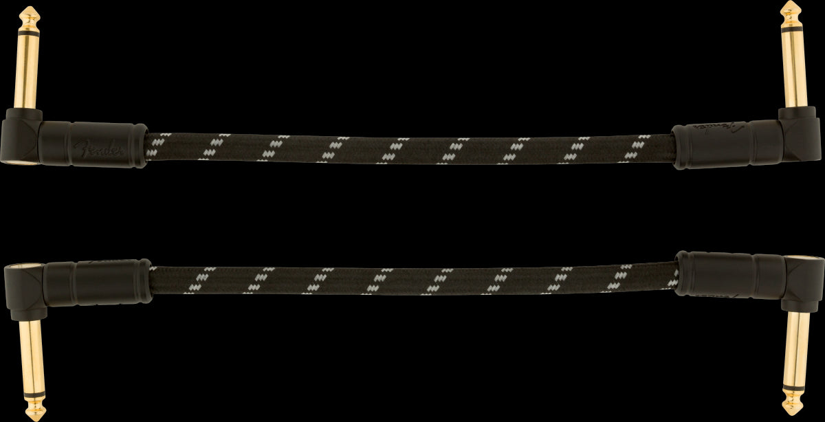 Fender Deluxe Series 6" Angle/Angle Instrument Guitar Cables in Black Tweed (2-Pack)