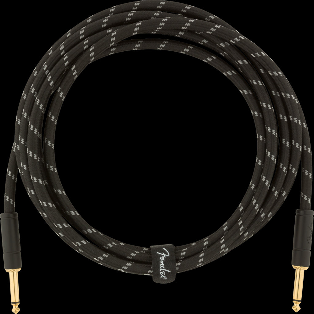 Fender Deluxe Series 10ft Straight/Straight Instrument Guitar Cable in Black Tweed