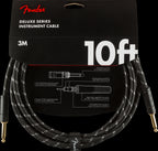 Fender Deluxe Series 10ft Straight/Straight Instrument Guitar Cable in Black Tweed