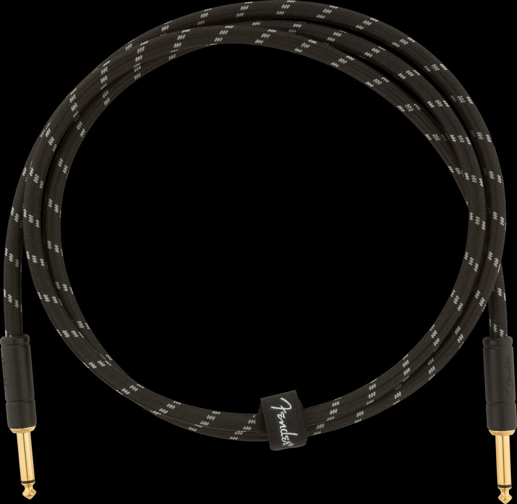 Fender Deluxe Series 5ft Straight/Straight Instrument Guitar Cable in Black Tweed