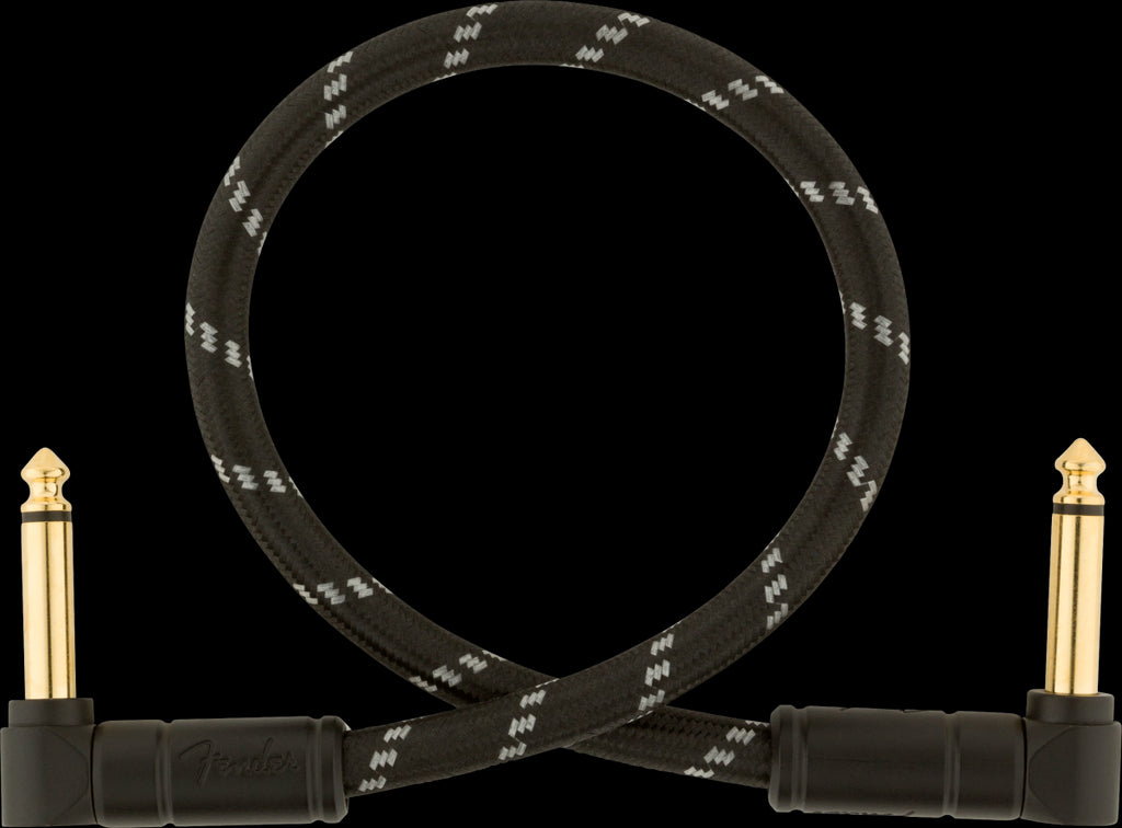 Fender Deluxe Series 1ft Angle/Angle Instrument Guitar Cable in Black Tweed