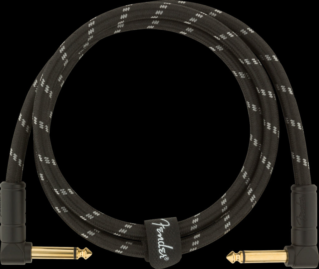 Fender Deluxe Series 3ft Angle/Angle Instrument Guitar Cable in Black Tweed