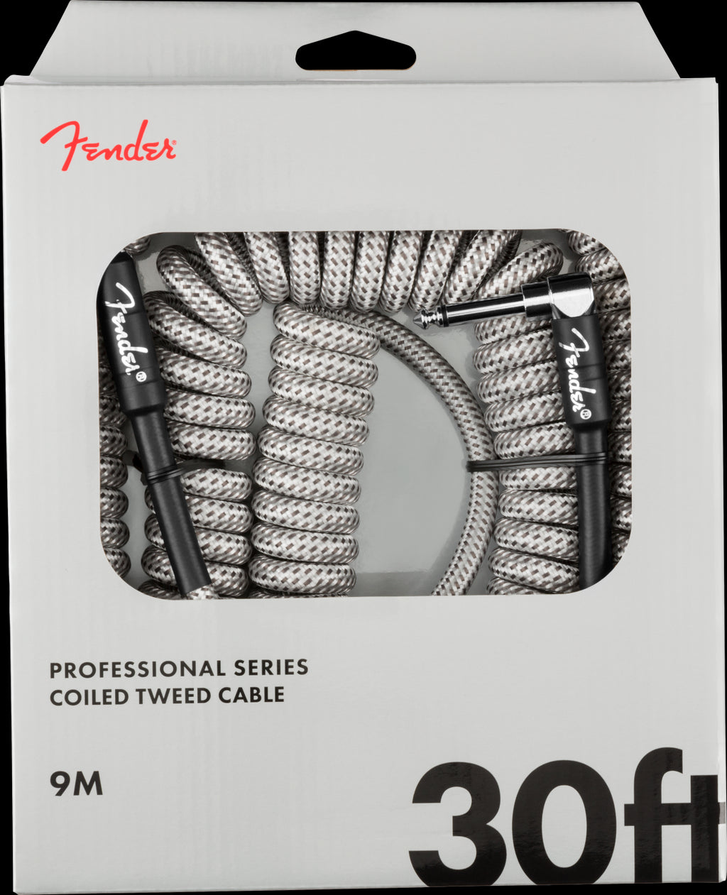 Fender Professional Coil 30ft Guitar Cable in White Tweed