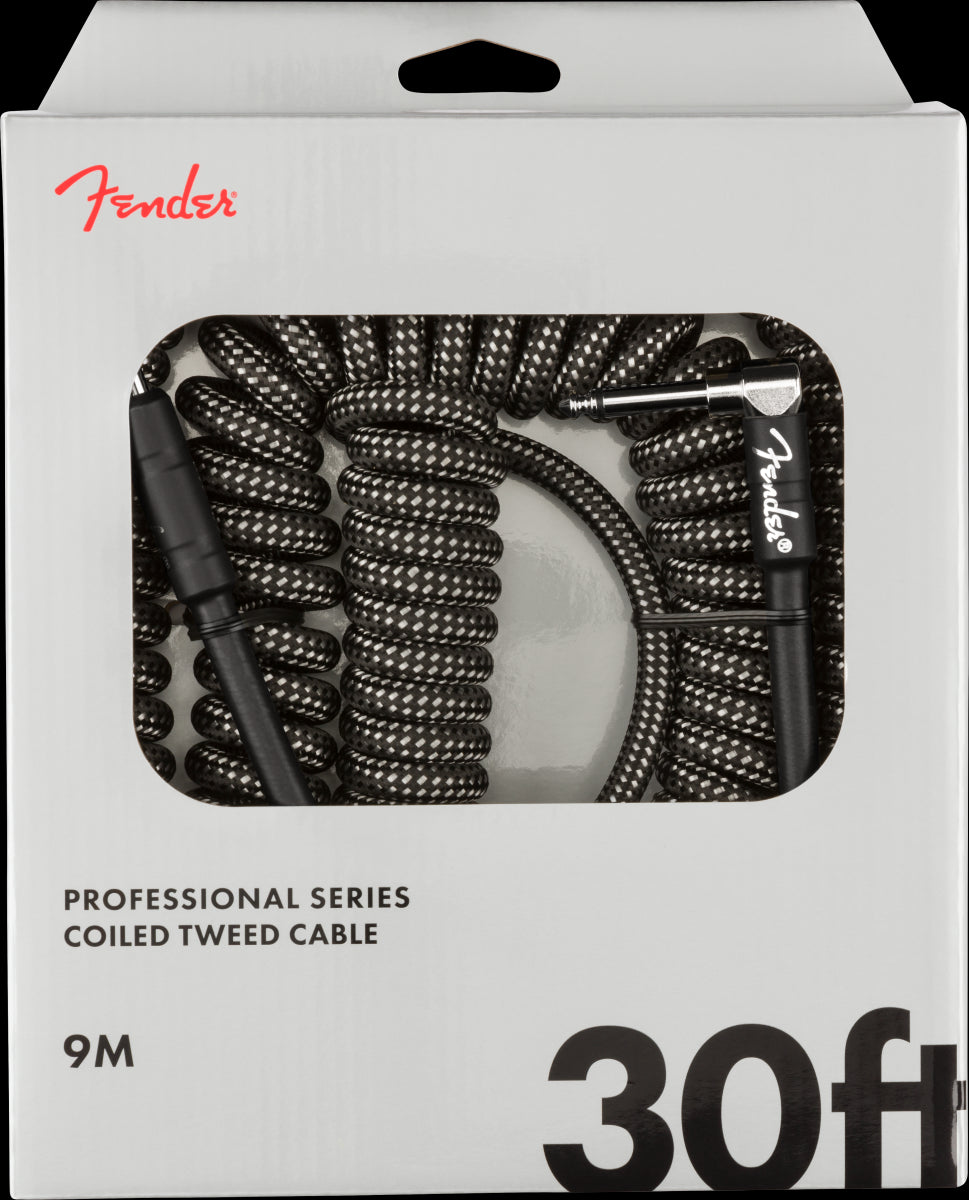 Fender Professional Coil 30ft Guitar Cable in Gray Tweed
