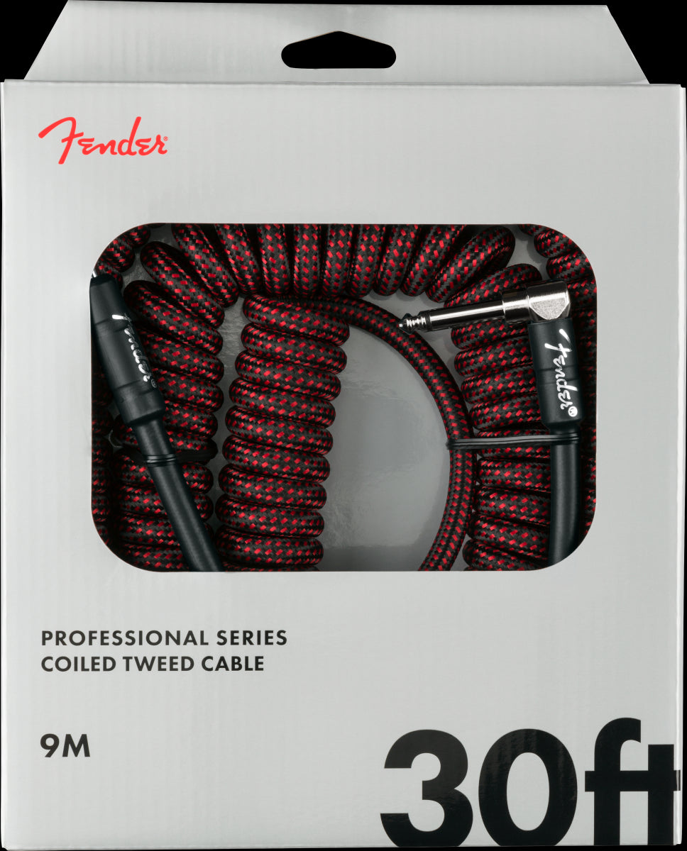 Fender Professional Coil 30ft Guitar Cable in Red Tweed