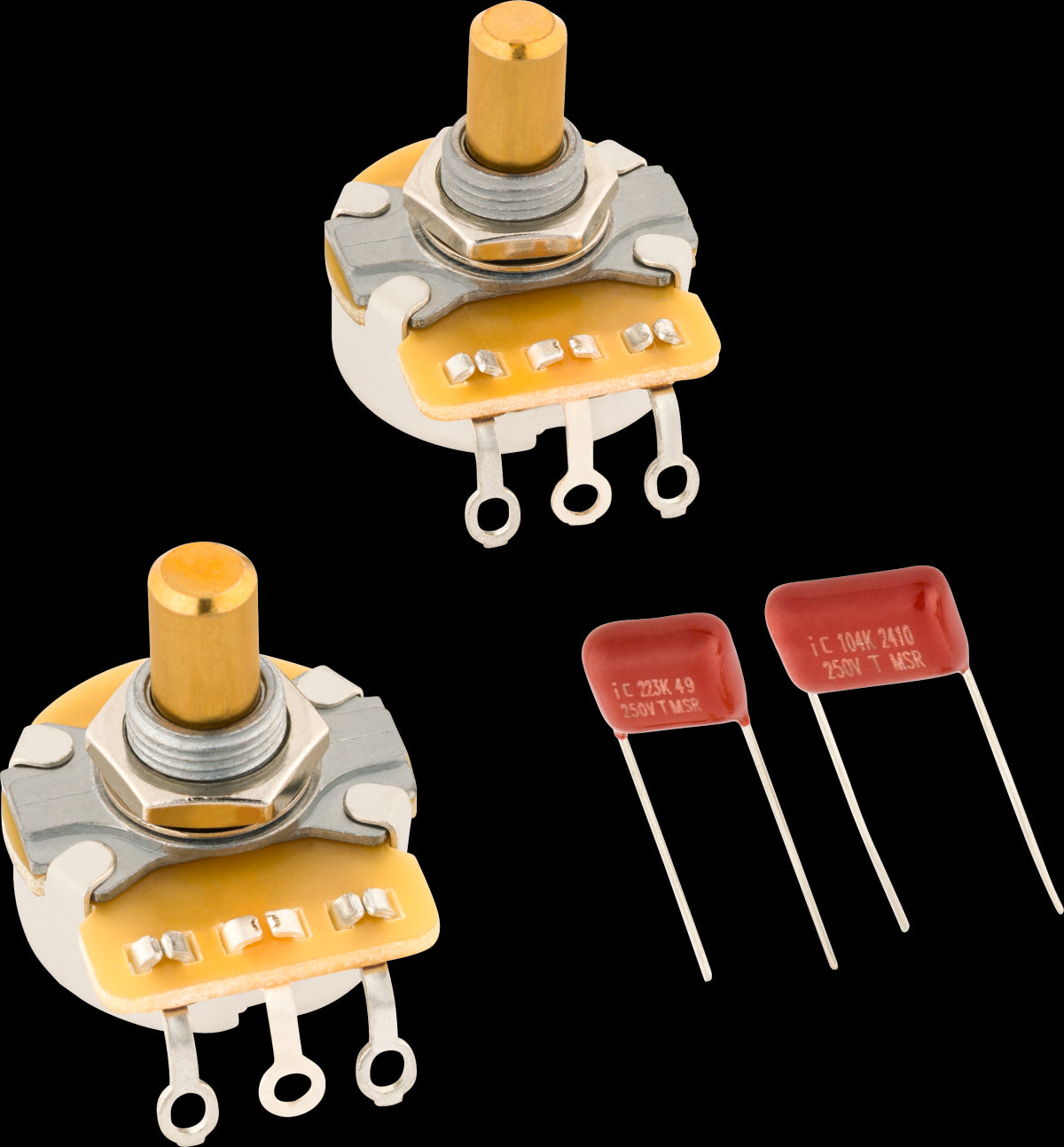 Fender Telecaster Solid Shaft Potentiometer and Capacitor Kit (2pk)