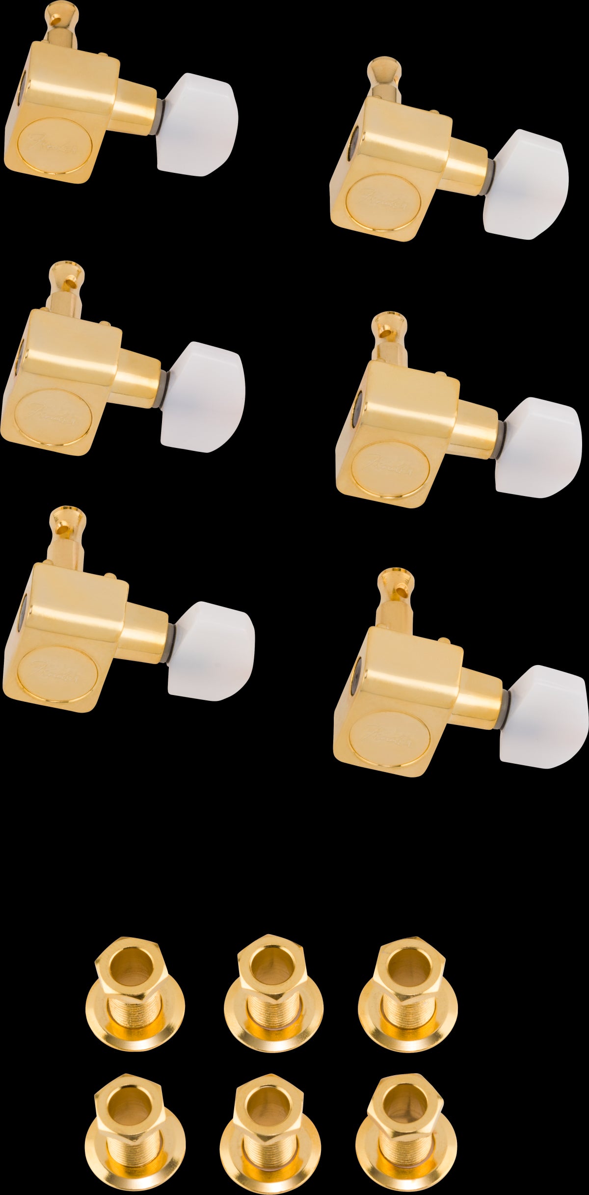 Fender Deluxe Cast/Sealed Guitar Tuners - Gold with Pearl Buttons (Set of 6)