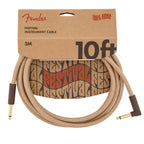 Fender Festival Pure Hemp 10ft Angled Instrument Guitar Cable in Natural