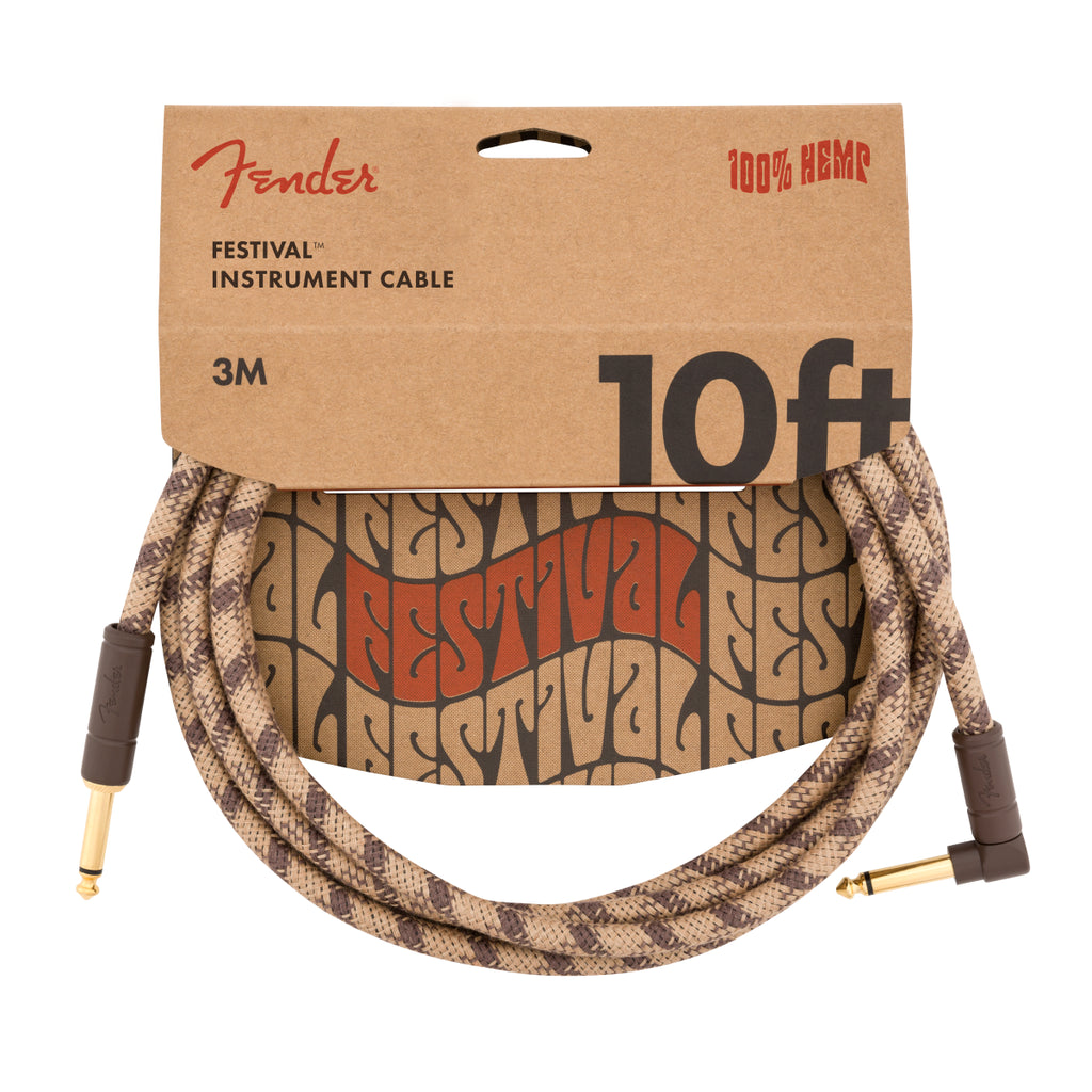 Fender 10 Foot Angled Pure Hemp Guitar Cable Brown