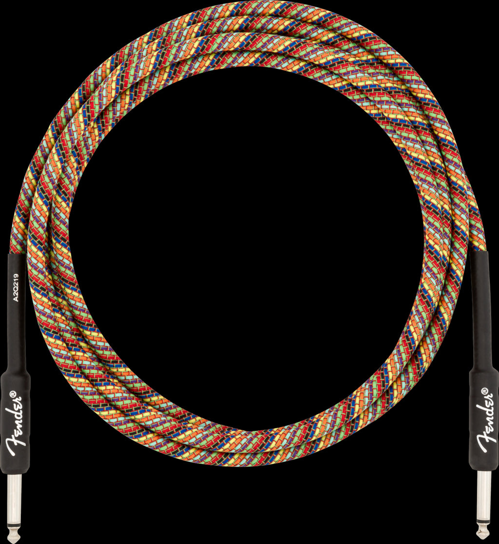 Fender 10 Foot Angled Pure Hemp Guitar Cable Rainbow