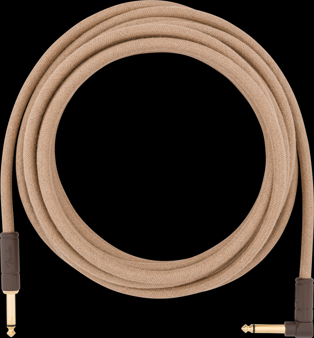 Fender Festival Pure Hemp 18.6ft Angled Instrument Guitar Cable in Natural