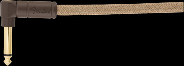 Fender Festival Pure Hemp 18.6ft Angled Instrument Guitar Cable in Natural