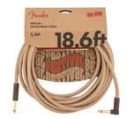 Fender Festival Pure Hemp 18.6ft Angled Instrument Guitar Cable in Natural