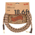 Fender Festival Pure Hemp 18.6ft Angled Instrument Guitar Cable in Brown Stripe