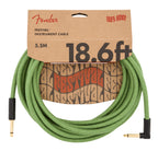 Fender 18.6 Foot Angled Pure Hemp Guitar Cable Green