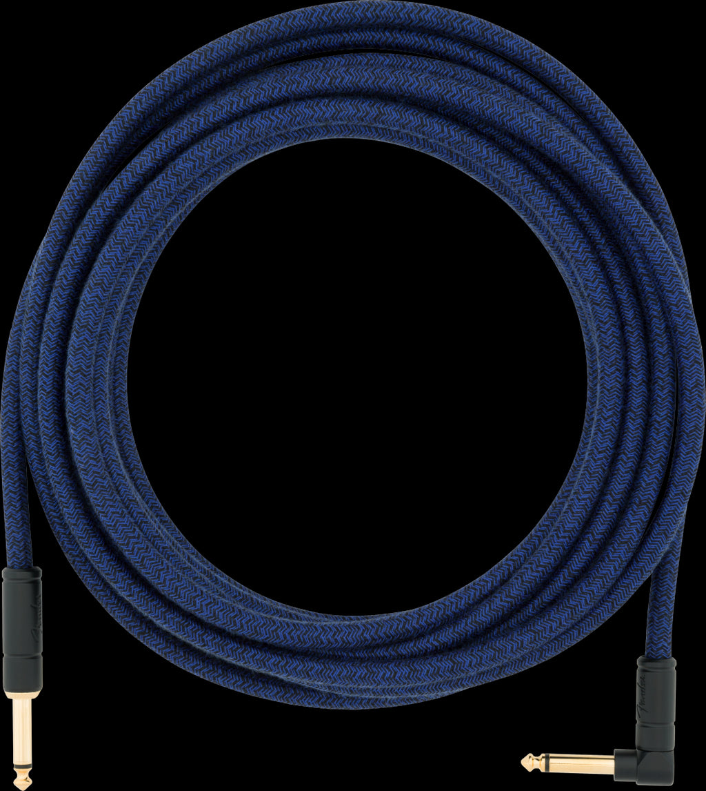Fender Festival Pure Hemp 18.6ft Angled Instrument Guitar Cable in Blue Dream